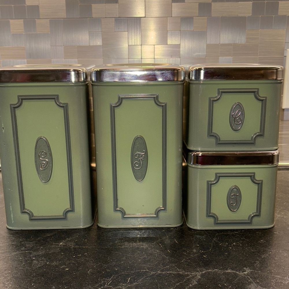 Vintage EKCO canister set avocado green